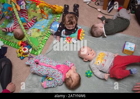 A group of babies at playgroup UK Stock Photo