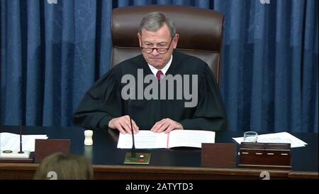 Chief Justice John Roberts presides over the impeachment trial of ...