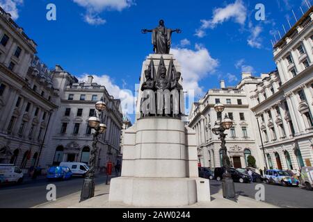 The Guards statue, Crimean War Memorial, Waterloo Place, St James's, City of Westminster, London, England. Stock Photo