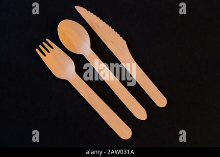 Wood Utensil Set Stock Photo