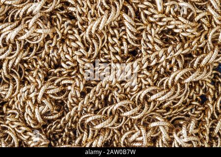 background texture close up of gold chains Stock Photo