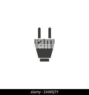 Plug Icon. uk electric plug icon. Illustration style is flat iconic black symbol on a white background. Stock Vector