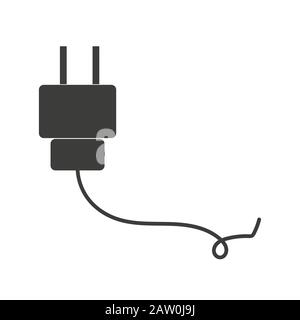 Connect plug icon Black line art vector in black and white outline set ...
