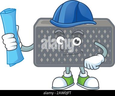 Elegant Architect wireless speaker having blue prints and blue helmet Stock Vector