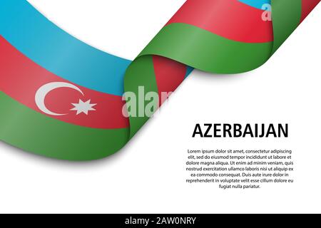 Waving ribbon or banner with flag of Azerbaijan. Template for independence day poster design Stock Vector