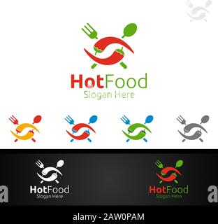 Chili Food Logo for Restaurant or Cafe Stock Vector