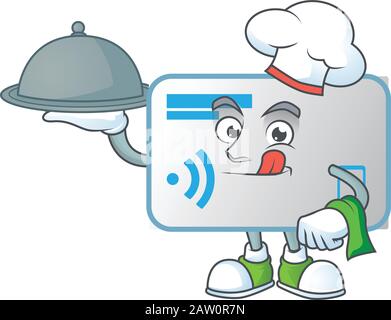 An icon of NFC card as a Chef with food on tray ready to serve Stock Vector