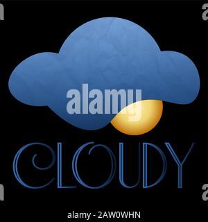 minimalist black logo of the cloud and the sun with the inscription cloudy Stock Vector
