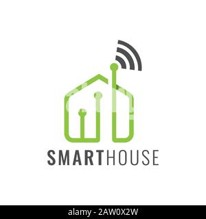 Modern smart house technology logo vector design illustration Stock Vector