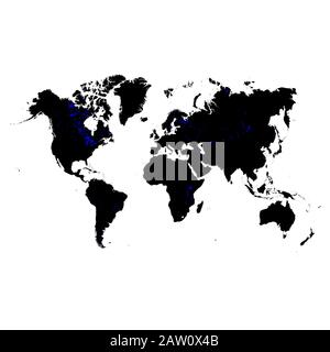 world map with  separate water on white background. world map from dot for background. isolated world map. editable vector. Stock Vector