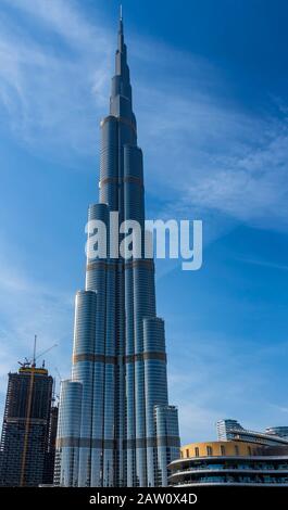 Dubai - 2nd Jan 2020: The Burj Khalifa currently still holding the record for the tallest building in the world Stock Photo