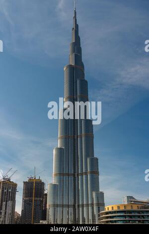 Dubai - 2nd Jan 2020: The Burj Khalifa currently still holding the record for the tallest building in the world Stock Photo