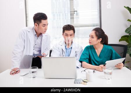 picture of young team or group of doctors working Stock Photo
