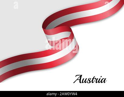 waving ribbon flag of Austria. Template for independence day banner Stock Vector