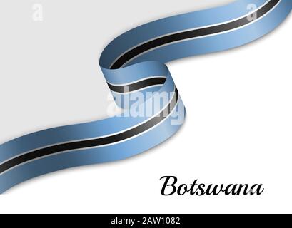 waving ribbon flag of Botswana. Template for independence day banner Stock Vector