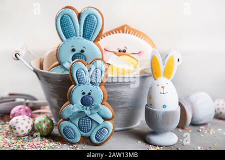 Easter cookies.  Greeting Easter background. Stock Photo