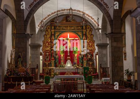Church interior at Santiago del Teide, Tenerife, Canary Islands Stock Photo