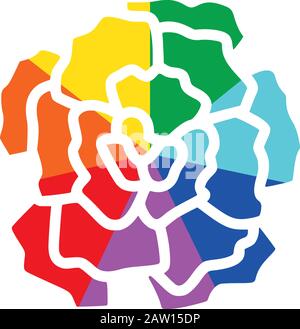 Flat vector illustration of a pink carnation flower with ruffled ...