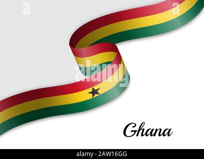 waving ribbon flag of Ghana. Template for independence day banner Stock Vector