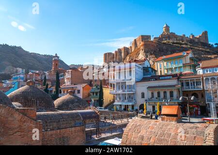 Tbilisi, Georgia 26 January 2020 - Abanotubani is the ancient district Stock Photo