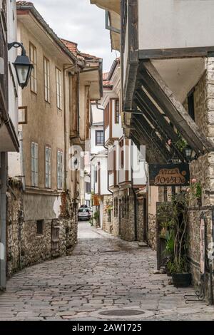 Tsar Samoil street in Ohrid, UNESCO World Heritage Site, North Macedonia