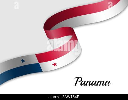 waving ribbon flag of Panama. Template for independence day banner Stock Vector