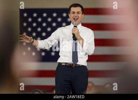 Beijing, USA. 1st Feb, 2020. Democratic presidential candidate Pete Buttigieg, former mayor of South Bend, speaks at a rally in Cedar Rapids, Iowa, the United States, on Feb. 1, 2020. Credit: Joel Lerner/Xinhua/Alamy Live News Stock Photo