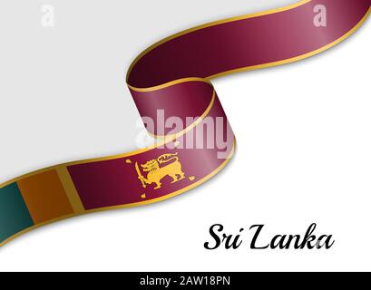 waving ribbon flag of Sri Lanka. Template for independence day banner Stock Vector