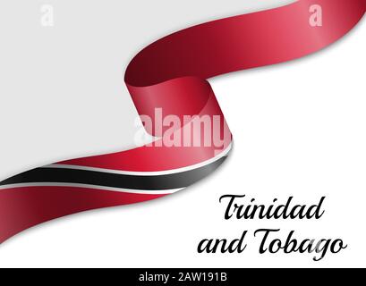 waving ribbon flag of Trinidad and Tobago. Template for independence day banner Stock Vector