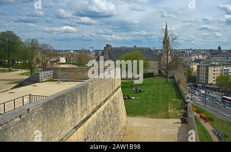 CAEN, FRANCE - April 7th 2019 - View on fortress and the city