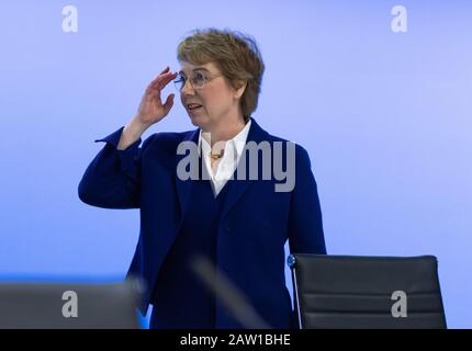 Bochum, Germany, January 31, 2020, ThyssenKrupp Annual General Meeting: The CEO of ThyssenKrupp AG Martina Merz is on the podium. Stock Photo