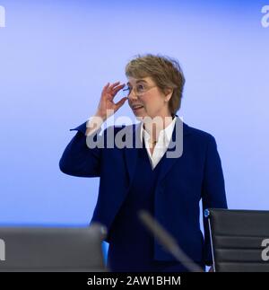 Bochum, Germany, January 31, 2020, ThyssenKrupp Annual General Meeting: The CEO of ThyssenKrupp AG Martina Merz is on the podium. Stock Photo