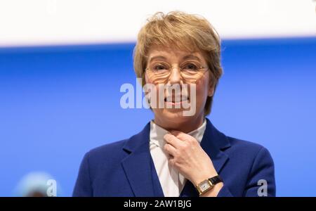 Bochum, Germany, January 31, 2020, ThyssenKrupp Annual General Meeting: The CEO of ThyssenKrupp AG Martina Merz is on the podium. Stock Photo