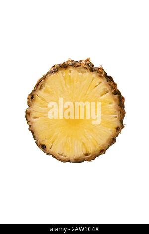 Sliced pineapple isolated on white background. Top view. Stock Photo