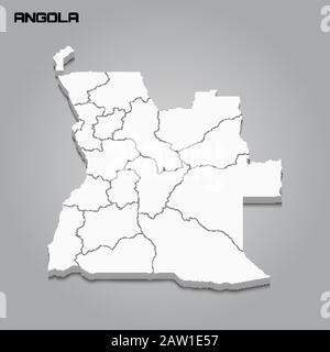 3d map of Angola with borders of regions Stock Vector Image & Art - Alamy