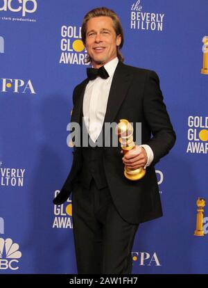 77th Annual Golden Globes 2019 - Press Room held at The Beverly Hilton in Beverly Hills, California. Featuring: Brad Pitt Where: Los Angeles, California, United States When: 06 Jan 2020 Credit: Adriana M. Barraza/WENN Stock Photo