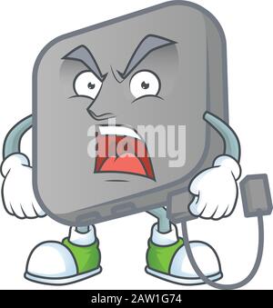 Power bank cartoon character design with angry face Stock Vector