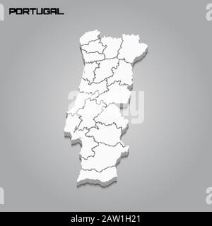 Districts Map of Portugal stock vector. Illustration of border