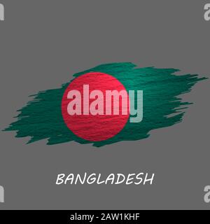 Grunge styled flag of Bangladesh. Brush stroke background Stock Vector