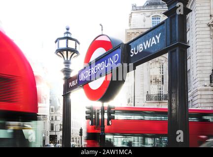 Hi-Key rendering of the Picadilly London Underground (subway, Tube) entrance. The world's first underground passenger railway was opened in January 18 Stock Photo