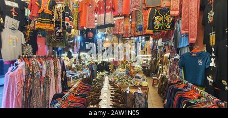 Kuching, Sarawak / Malaysia - February 6, 2020: The Waterfront area and Carpenter Street of Kuching Stock Photo