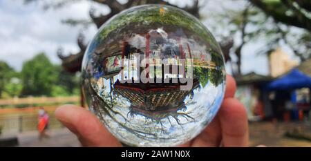 Kuching, Sarawak / Malaysia - February 6, 2020: The Waterfront area and Carpenter Street of Kuching Stock Photo