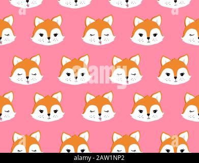 Fox seamless pattern. Vector illustration Stock Vector