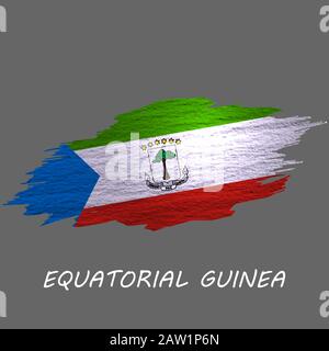 Grunge styled flag of Equatorial Guinea. Brush stroke background Stock Vector