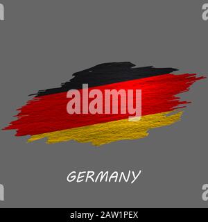 Grunge styled flag of Germany. Brush stroke background Stock Vector