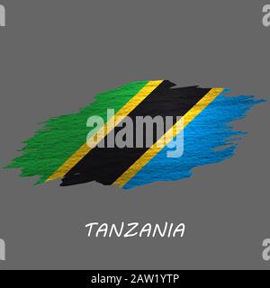 Flag of Tanzania, Grunge Abstract Brush Stroke Isolated On A White ...