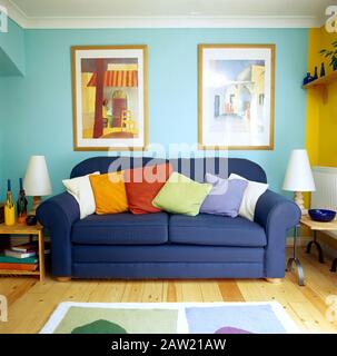 multi coloured sofa cushions