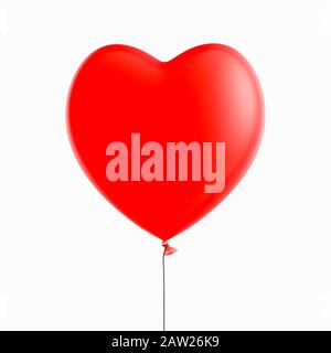 Heart shaped red Balloon inflated on a white background Stock Photo