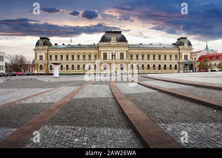 Museum of Nitra region located in a square opposite the theatre. Stock Photo