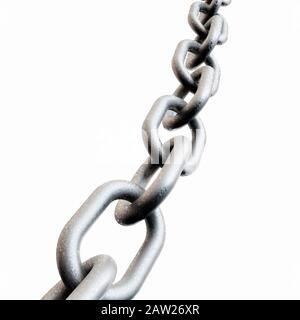 Metal chain length. Straight length of galvanised metal chain Stock Photo